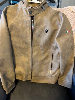 Italian-Accent Unisex Brown Suede Jacket
